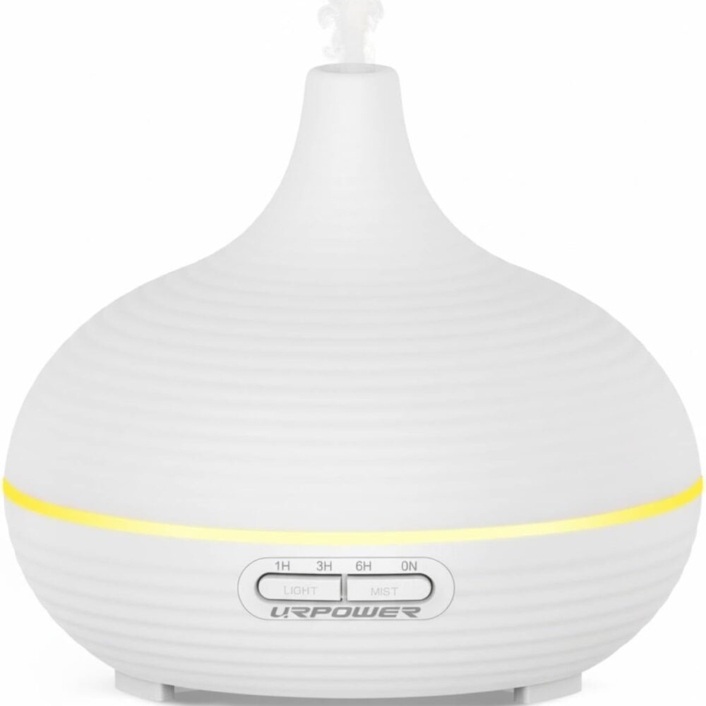 URPOWER 300ml Ultrasonic Aroma Diffuser & Humidifier with Timer (Striped White)